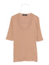 Fabiana Filippi Embellished Cotton-Blend Short Sleeve Top Camel camel