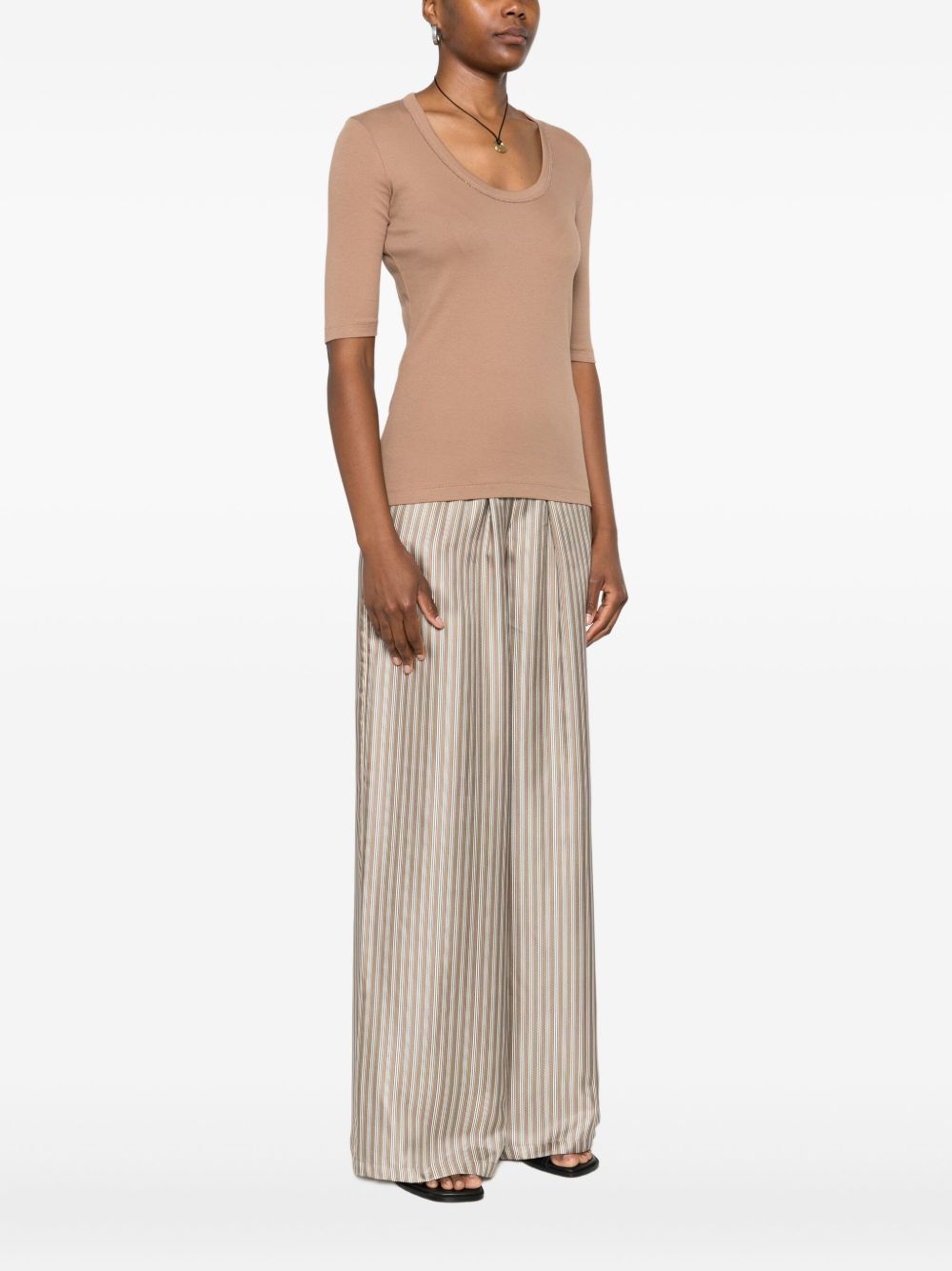 Fabiana Filippi Embellished Cotton-Blend Short Sleeve Top Camel camel