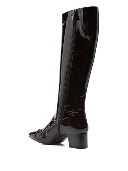 Carel Paris Malaga Patent Leather Knee-High Boots Brown