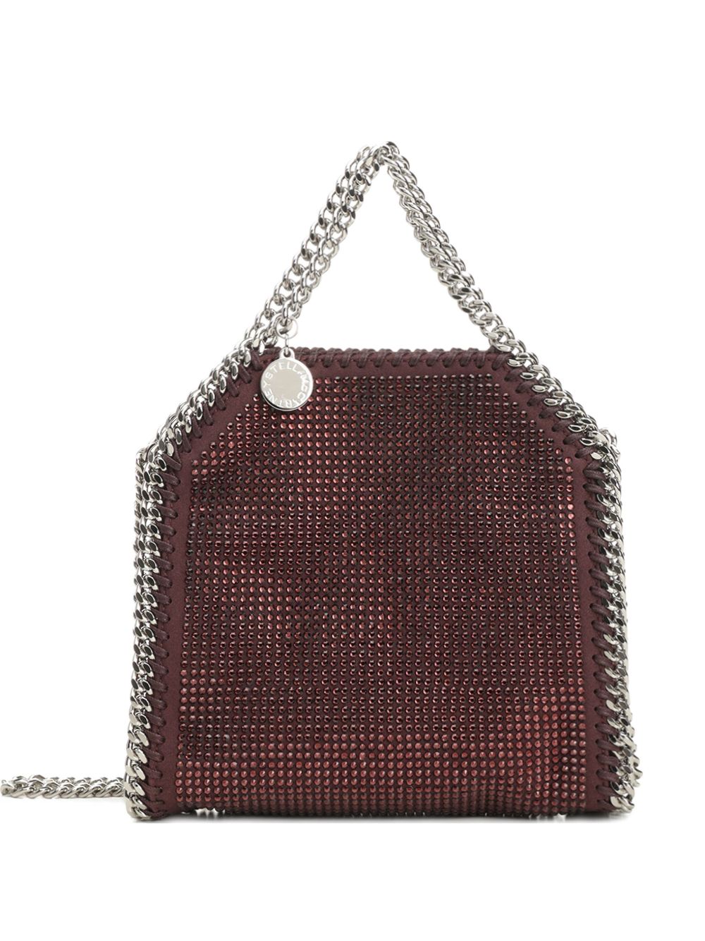 Stella McCartney Falabella Tiny Rhinestone-Embellished Crossbody Bag Bordeaux