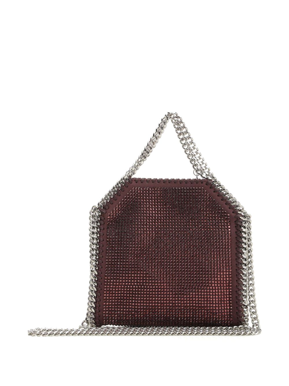 Stella McCartney Falabella Tiny Rhinestone-Embellished Crossbody Bag Bordeaux