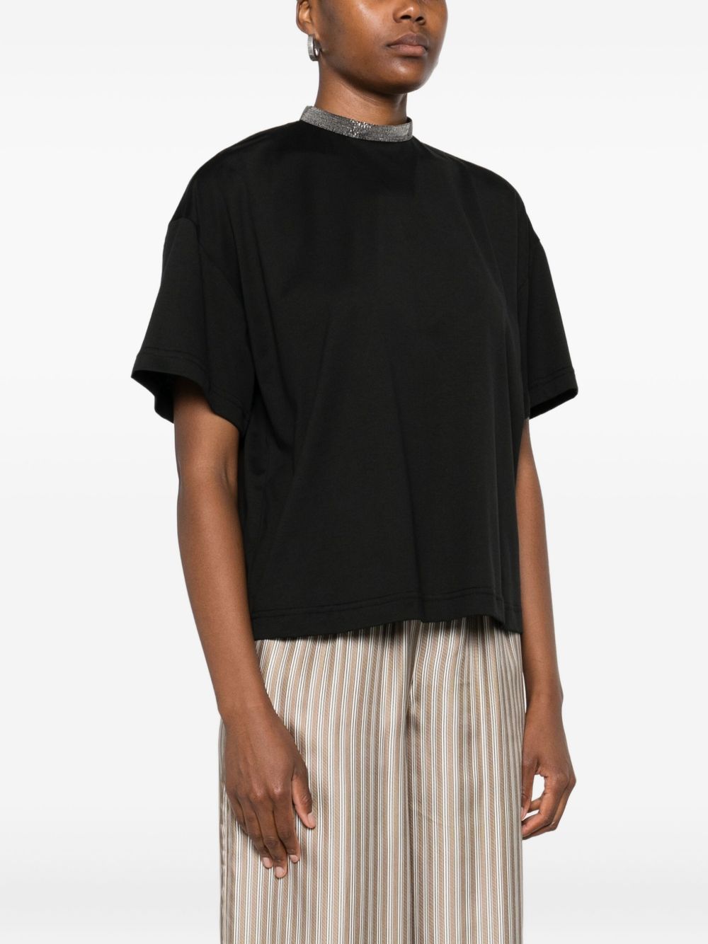 Fabiana Filippi High-Neck Cotton Top Black black