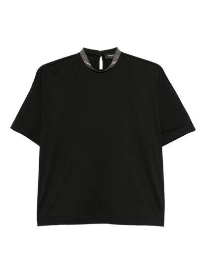 Fabiana Filippi High-Neck Cotton Top Black black