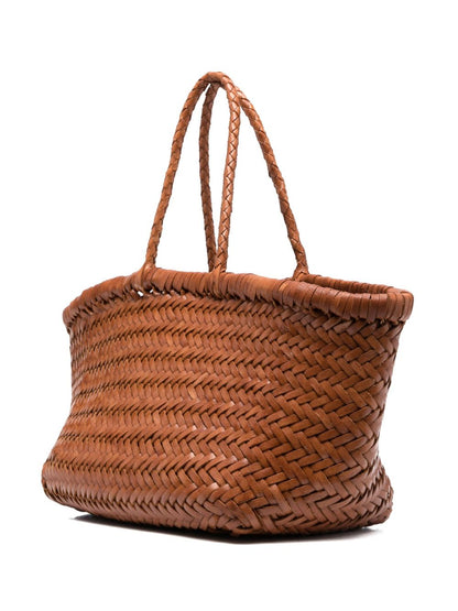 DRAGON DIFFUSION Triple Jump Interwoven Leather Shopper Tote Leather Brown