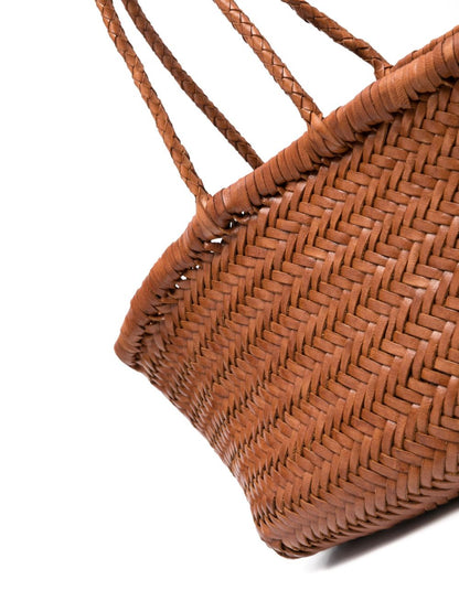DRAGON DIFFUSION Triple Jump Interwoven Leather Shopper Tote Leather Brown