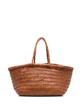 DRAGON DIFFUSION Triple Jump Interwoven Leather Shopper Tote Leather Brown