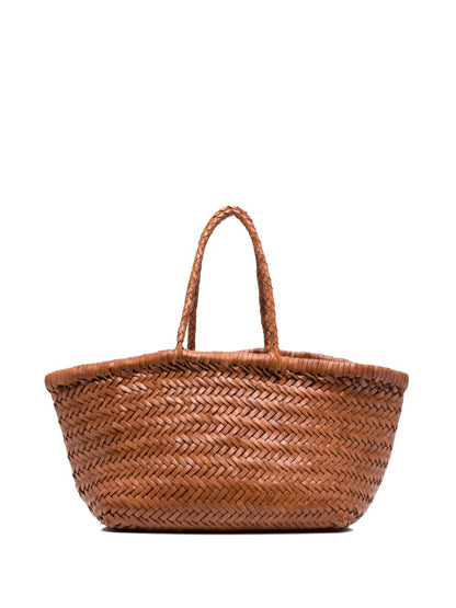 DRAGON DIFFUSION Triple Jump Interwoven Leather Shopper Tote Leather Brown