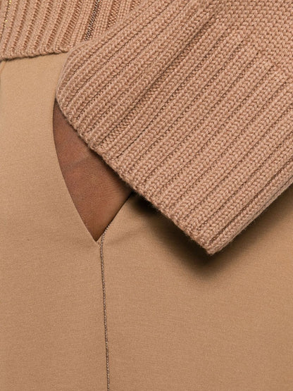 Fabiana Filippi Slim Drawstring Viscose Trousers Camel