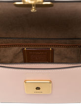 Coach Zoe Grained Leather Flap Shoulder Bag Beige