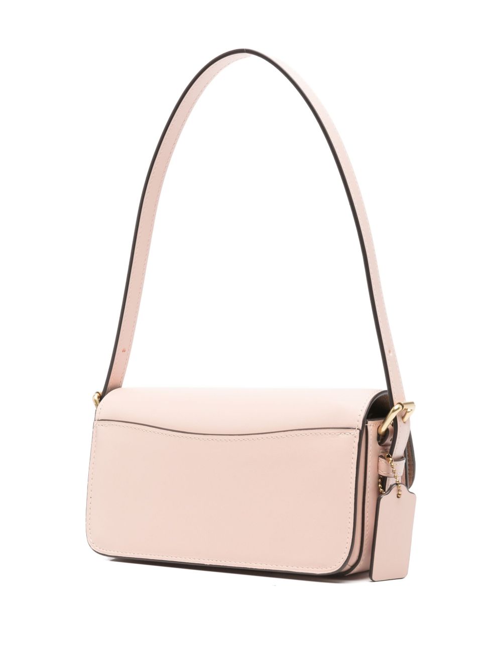 Coach Zoe Grained Leather Flap Shoulder Bag Beige