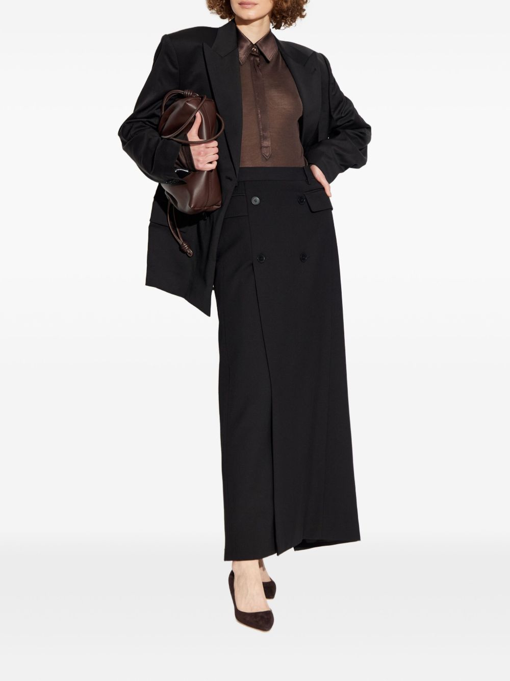 Tom Ford Silk Polo Shirt with Mother of Pearl Buttons Brown