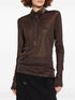 Tom Ford Silk Polo Shirt with Mother of Pearl Buttons Brown