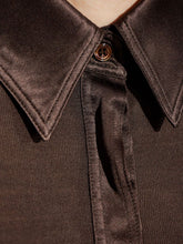 Tom Ford Silk Polo Shirt with Mother of Pearl Buttons Brown