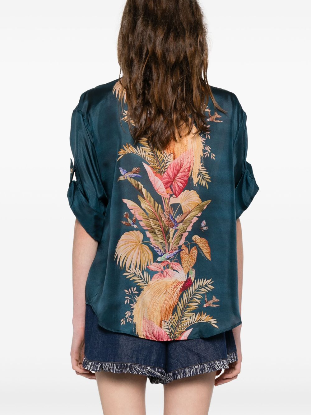 Zimmermann Ascension Printed Silk Shirt Blue