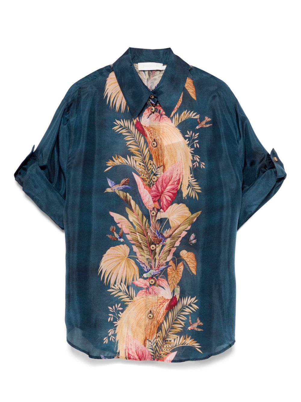 Zimmermann Ascension Printed Silk Shirt Blue