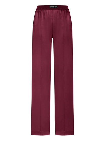 Tom Ford Silk Satin Pajama Trousers Deep Plum Red