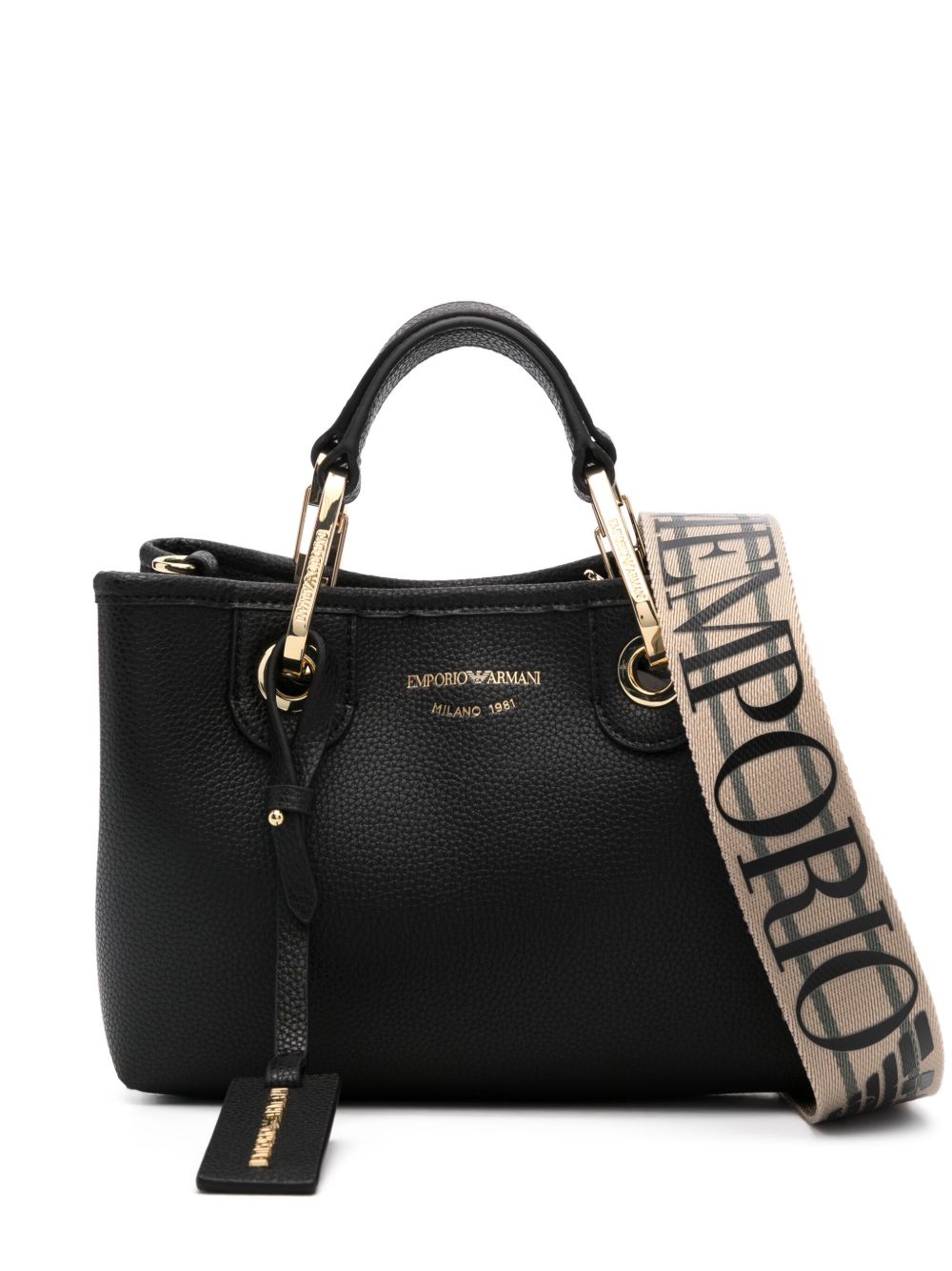 Emporio Armani MyEA XS Grained Faux-Leather Shopping Bag Black