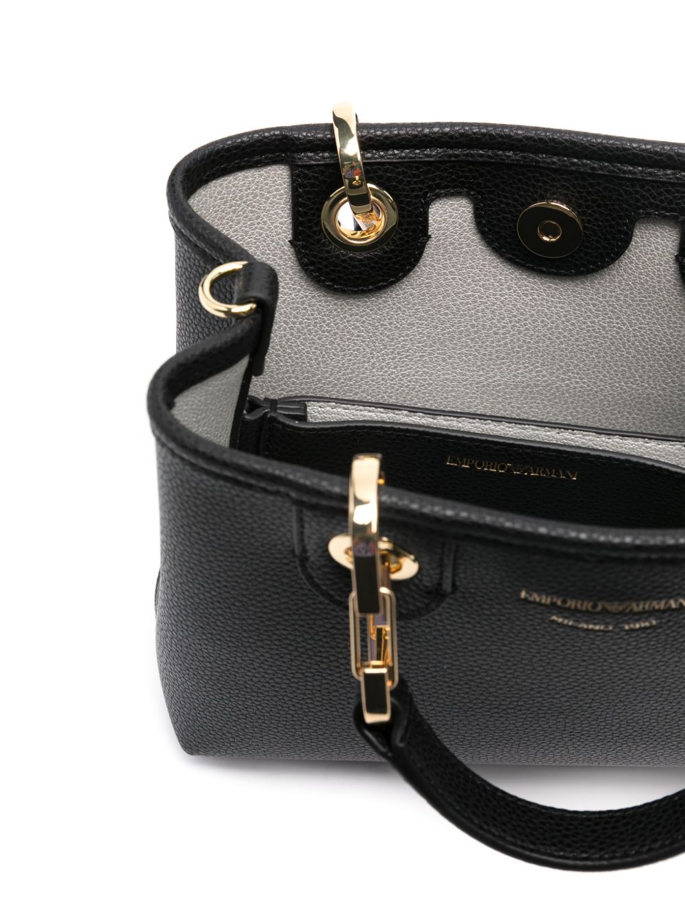 Emporio Armani MyEA XS Grained Faux-Leather Shopping Bag Black