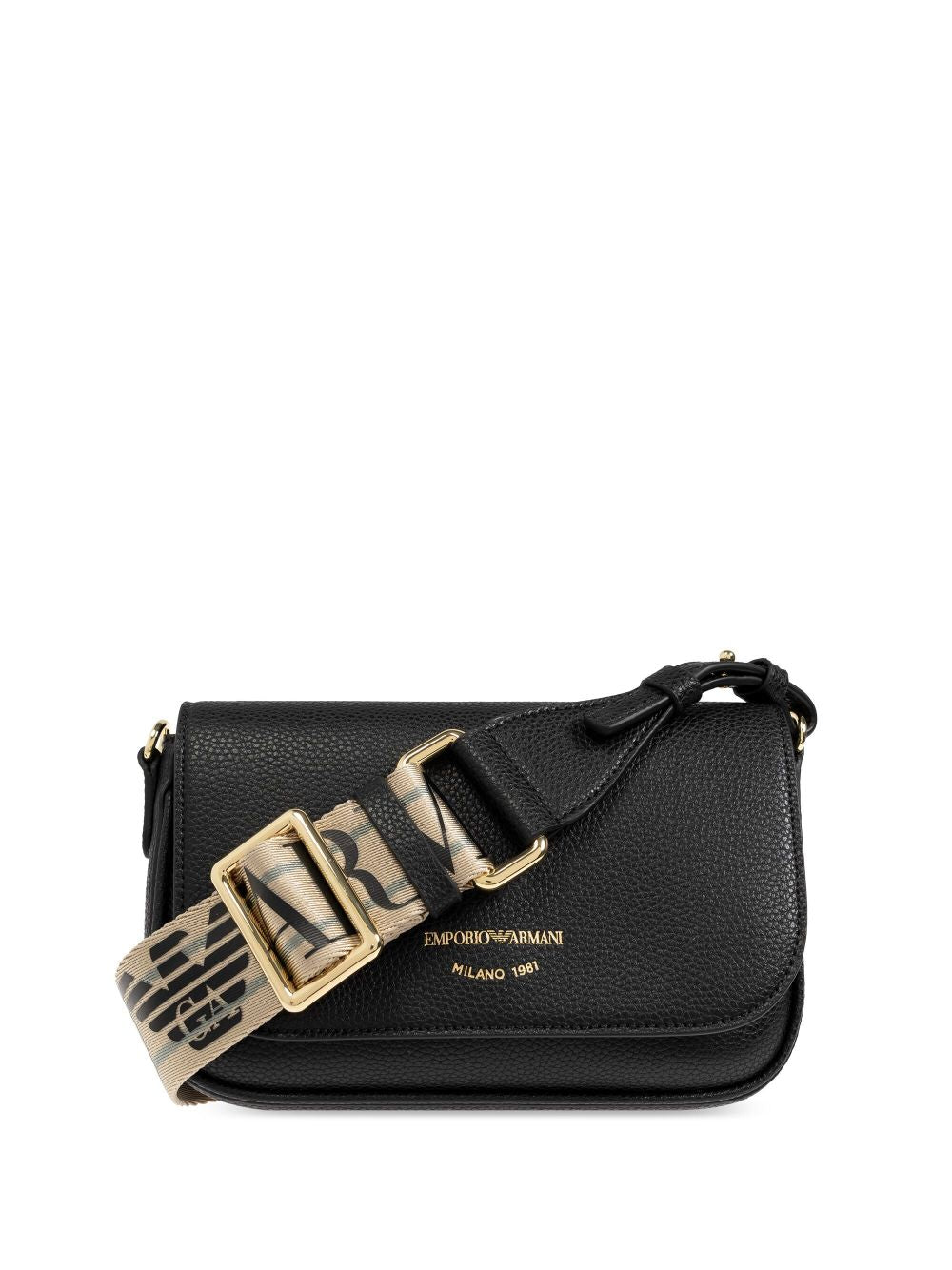 Emporio Armani Crossbody Mini Bag with Gold-Tone Logo Black