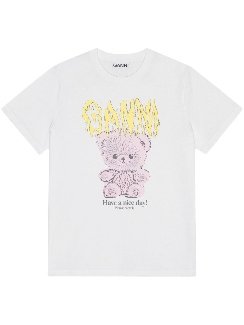 Ganni Organic Cotton Teddy Crew-Neck T-shirt White