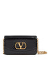 Valentino Garavani VLogo Metallic Leather Clutch Bag Black Black