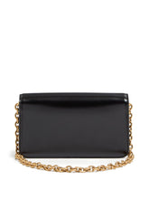Valentino Garavani VLogo Metallic Leather Clutch Bag Black Black