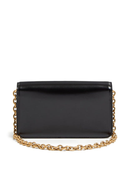 Valentino Garavani VLogo Metallic Leather Clutch Bag Black Black