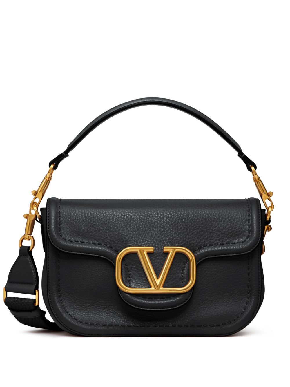 Valentino Garavani VLogo Signature Maxi Calfskin Leather Shoulder Bag Black