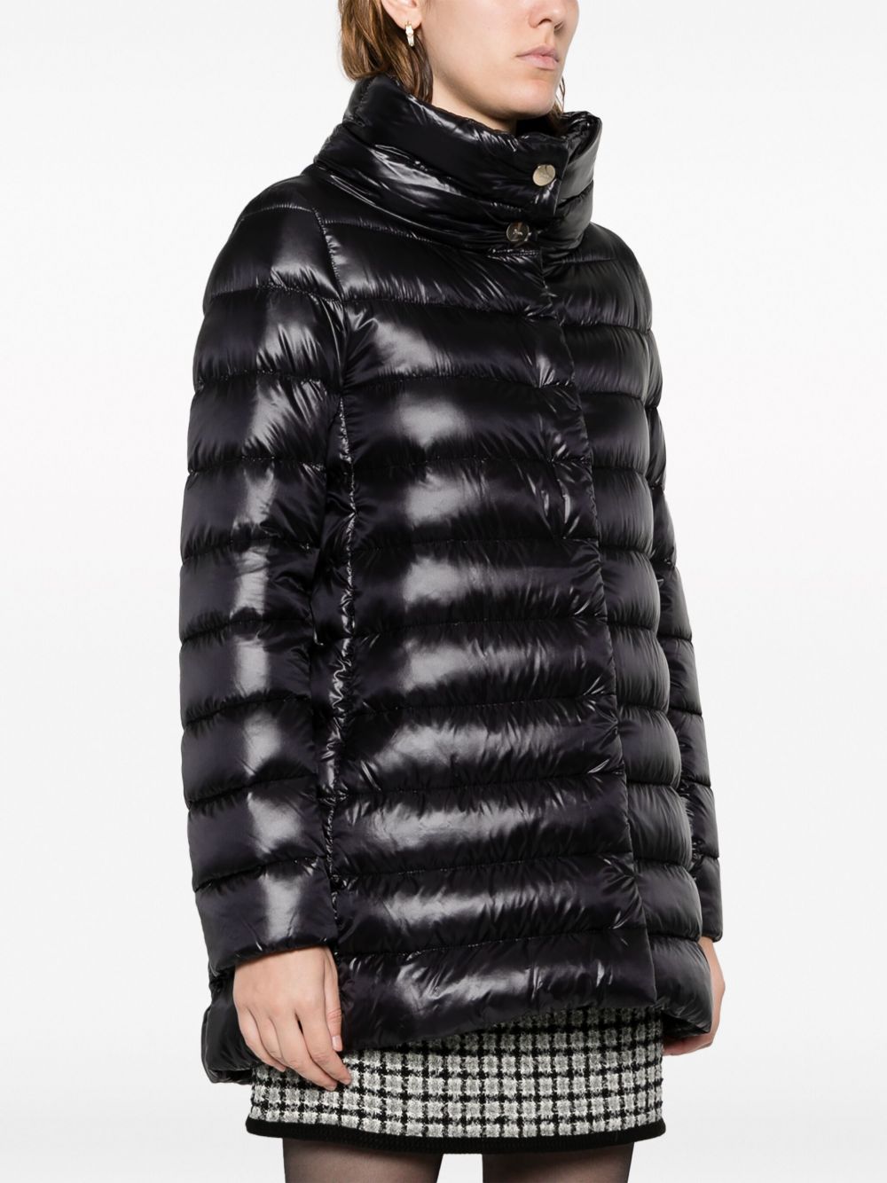Herno Quilted Down Midi Jacket Black