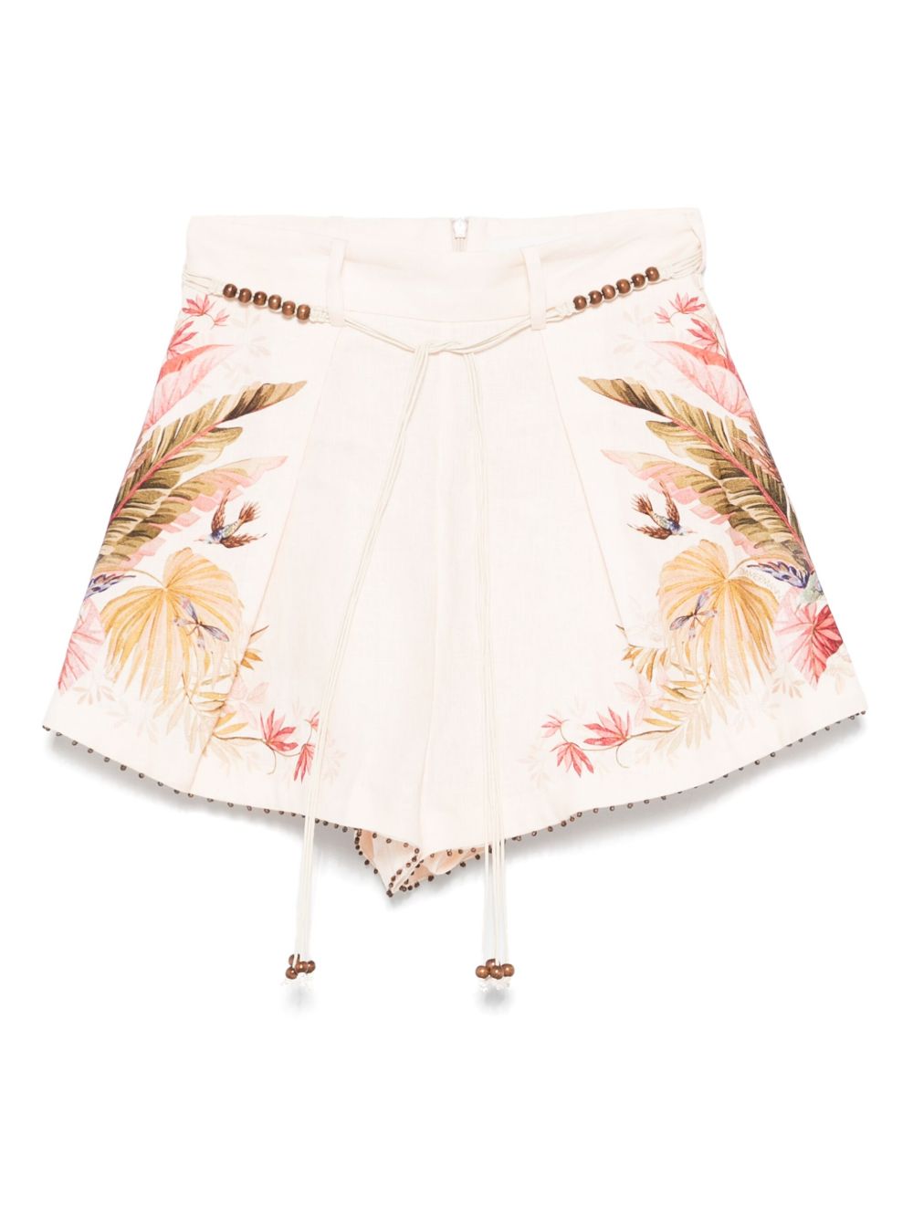 Zimmermann Ascension Linen Printed Shorts Beige