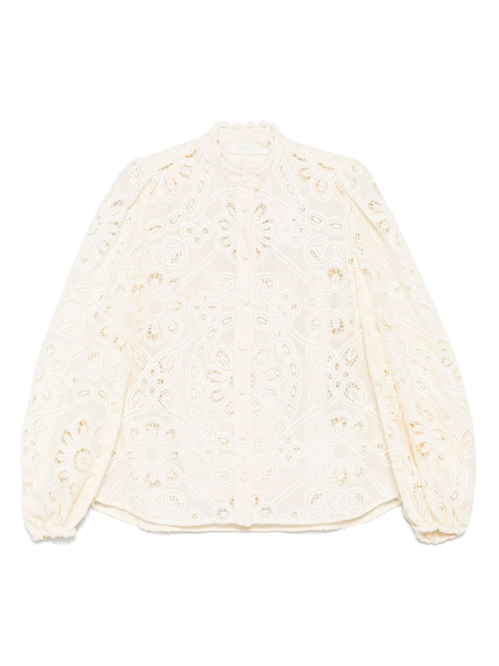 Zimmermann Rhiannon Embroidered Floral Cut-Out Ivory Blouse Ivory