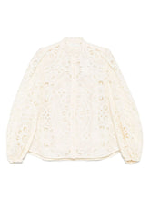 Zimmermann Rhiannon Embroidered Floral Cut-Out Ivory Blouse Ivory