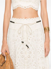 Zimmermann Rhiannon Cut-Out Floral Maxi Skirt Ivory Ivory