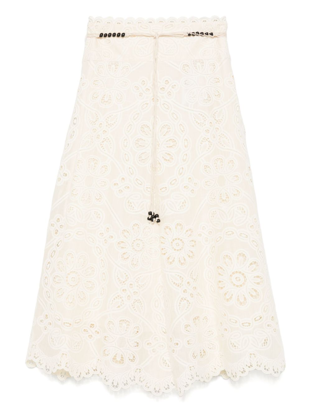 Zimmermann Rhiannon Cut-Out Floral Maxi Skirt Ivory Ivory