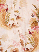 Zimmermann Ascension Printed Linen V-Neck Balloon Sleeve Dress Beige