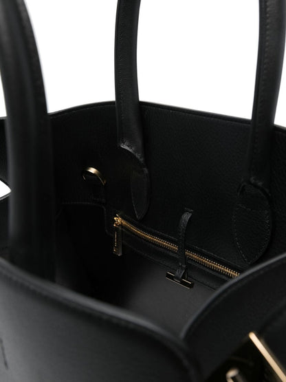 Ferragamo Hug Small Grained Calfskin Tote Bag Black
