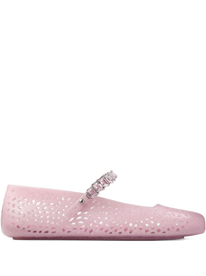 Jimmy Choo Jelly Glittered Flat Ballets Pink