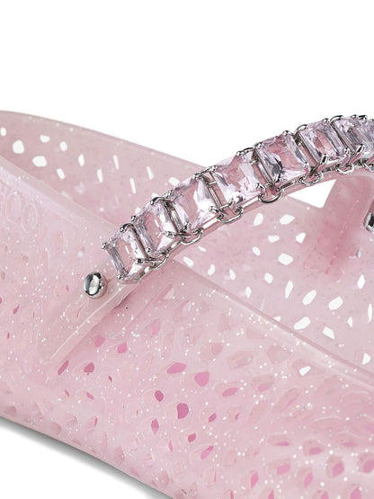 Jimmy Choo Jelly Glittered Flat Ballets Pink