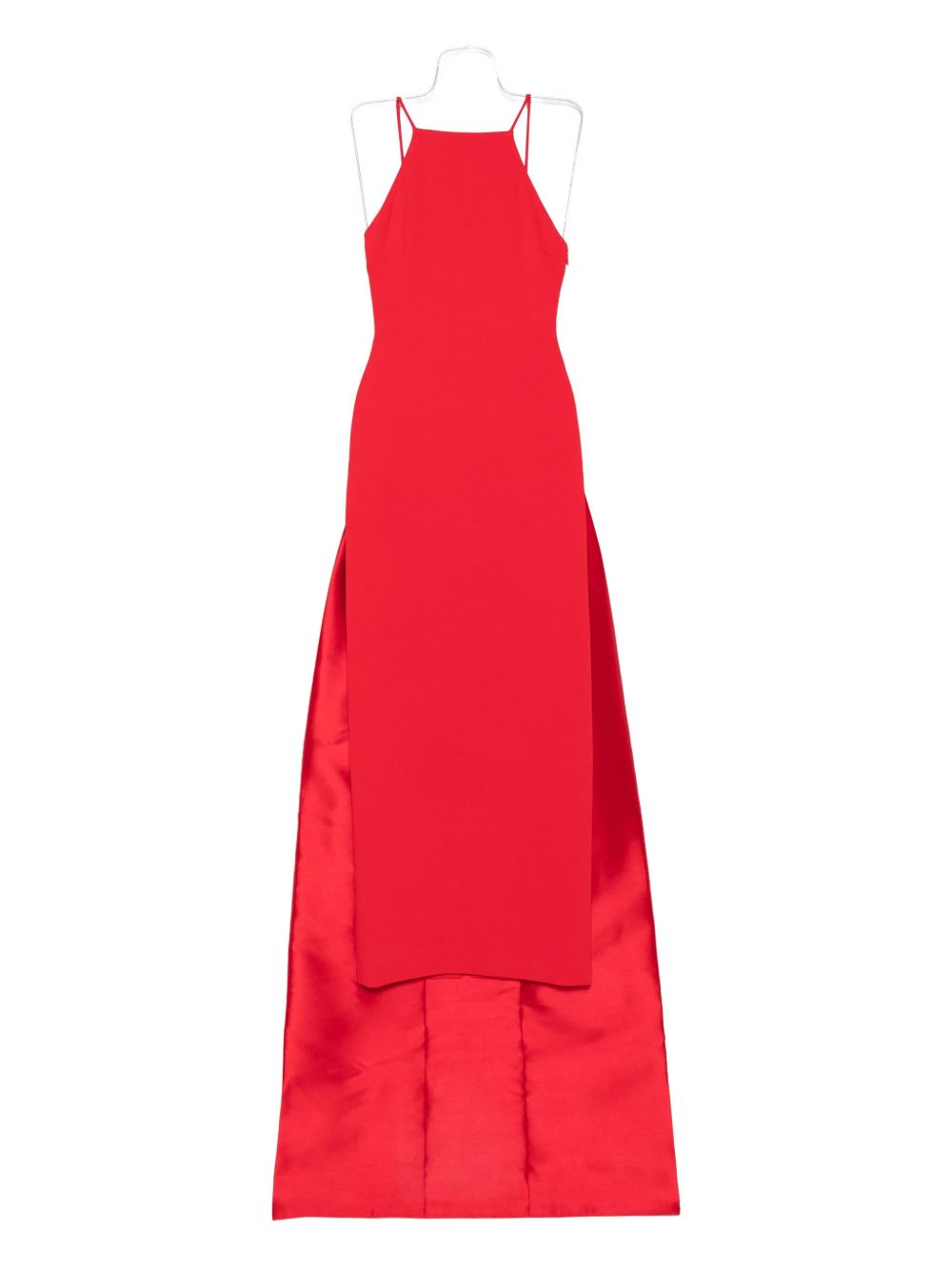 Solace London Halterneck Sleeveless Fitted Floor-Length Red Dress Red