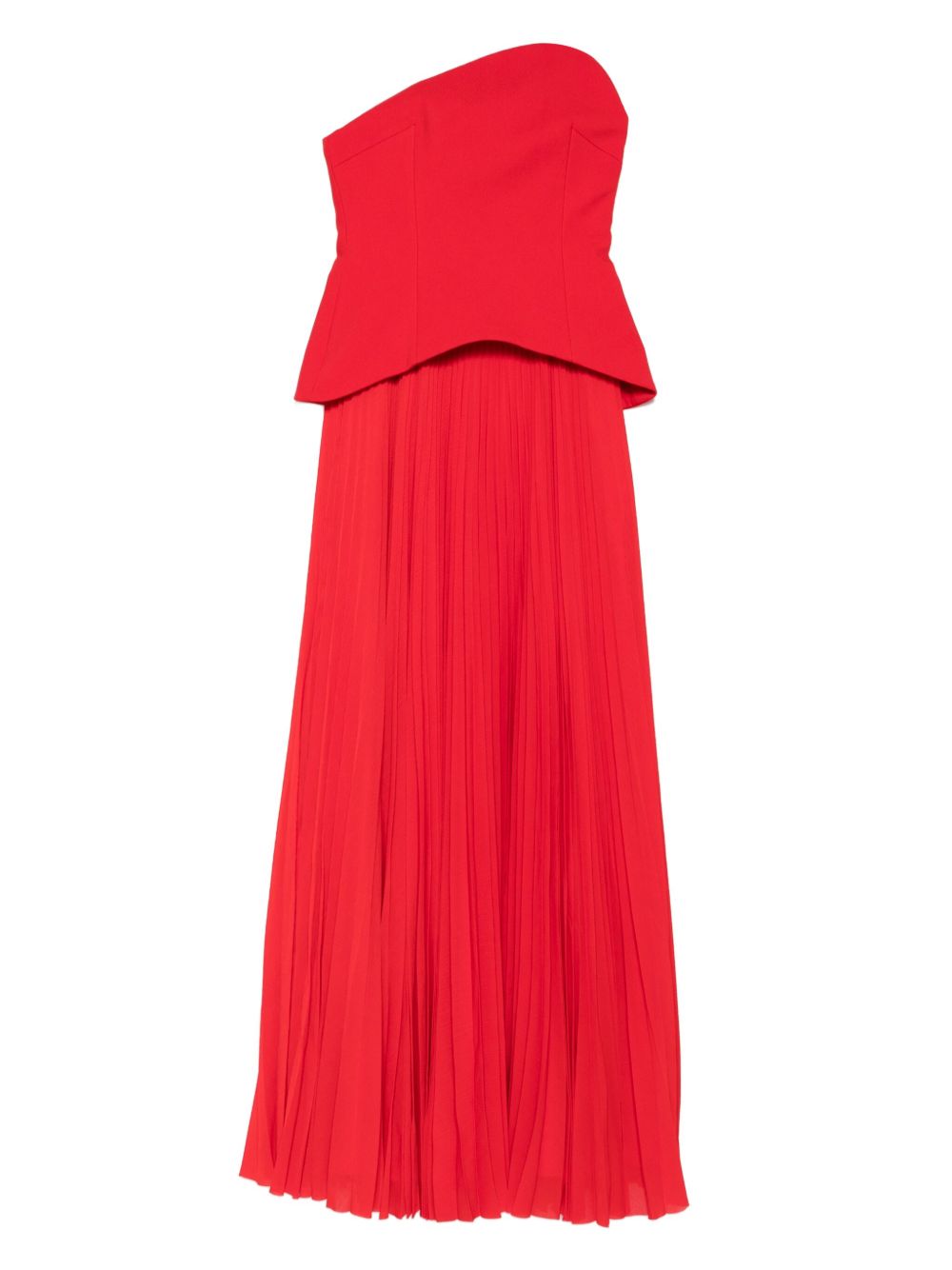 Solace London Britt Strapless Asymmetric Pleated Maxi Dress Red