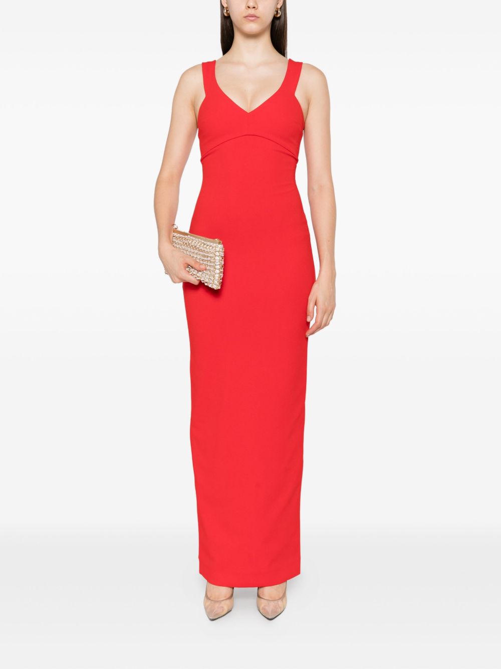 Solace London Nalani Red Sleeveless V-Neck Maxi Dress Red
