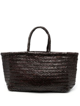 DRAGON DIFFUSION Interwoven Leather Bamboo Charm Large Shopper Bag Brown
