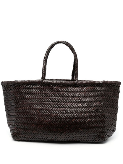 DRAGON DIFFUSION Interwoven Leather Bamboo Charm Large Shopper Bag Brown