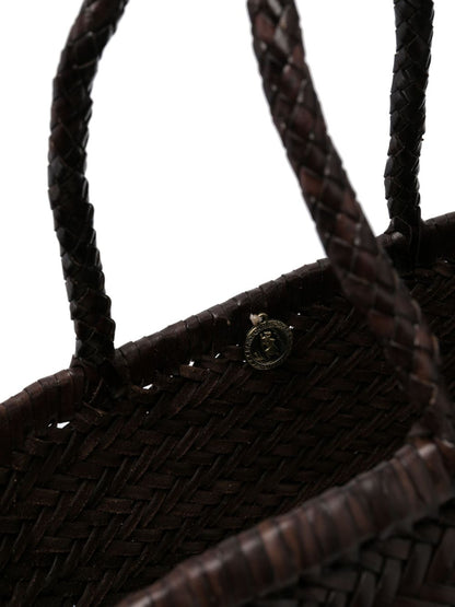 DRAGON DIFFUSION Interwoven Leather Bamboo Charm Large Shopper Bag Brown