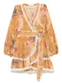 Zimmermann Ascension Ochre Cotton Mini Dress with Lace Detail Ochre