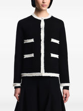 Emporio Armani Wool-Blend Fringed Crewneck Blazer Black