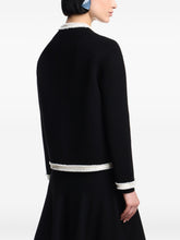 Emporio Armani Wool-Blend Fringed Crewneck Blazer Black