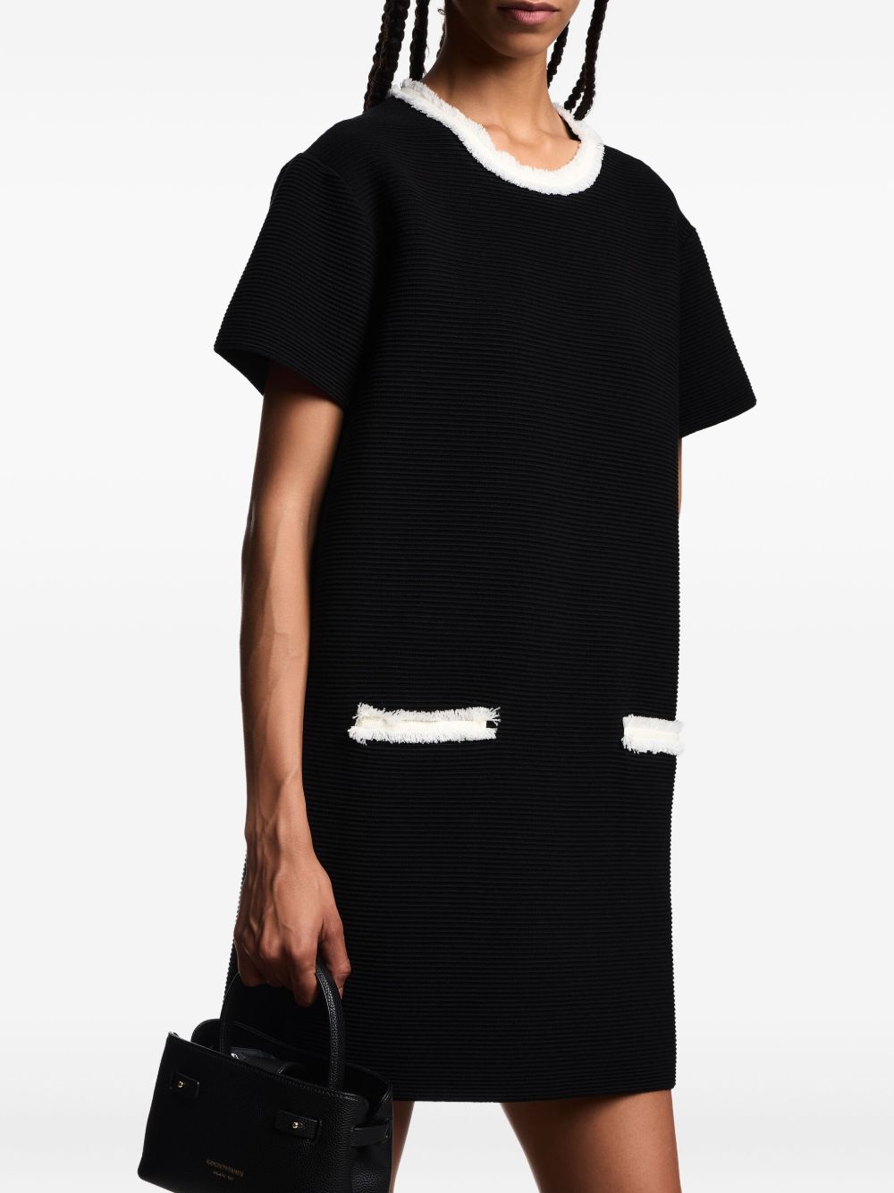 Emporio Armani Ribbed Short-Sleeved Mini Dress Black Black
