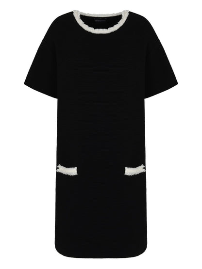 Emporio Armani Ribbed Short-Sleeved Mini Dress Black Black