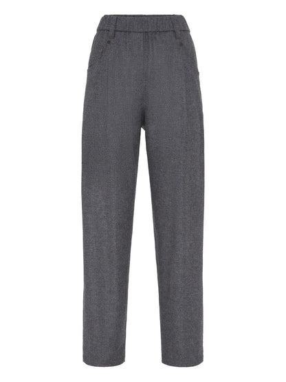 Brunello Cucinelli Pleated Wool-Cashmere Trousers Grey Grey